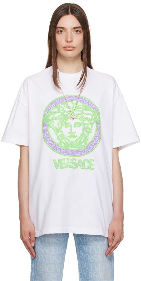 versace medusa t shirt white and gold|versace baroque t shirt.